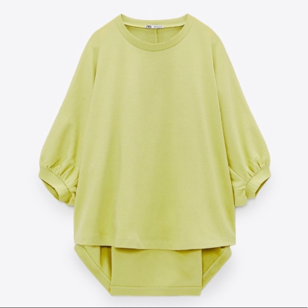 Yellow/green Zara balloon sleeve tee